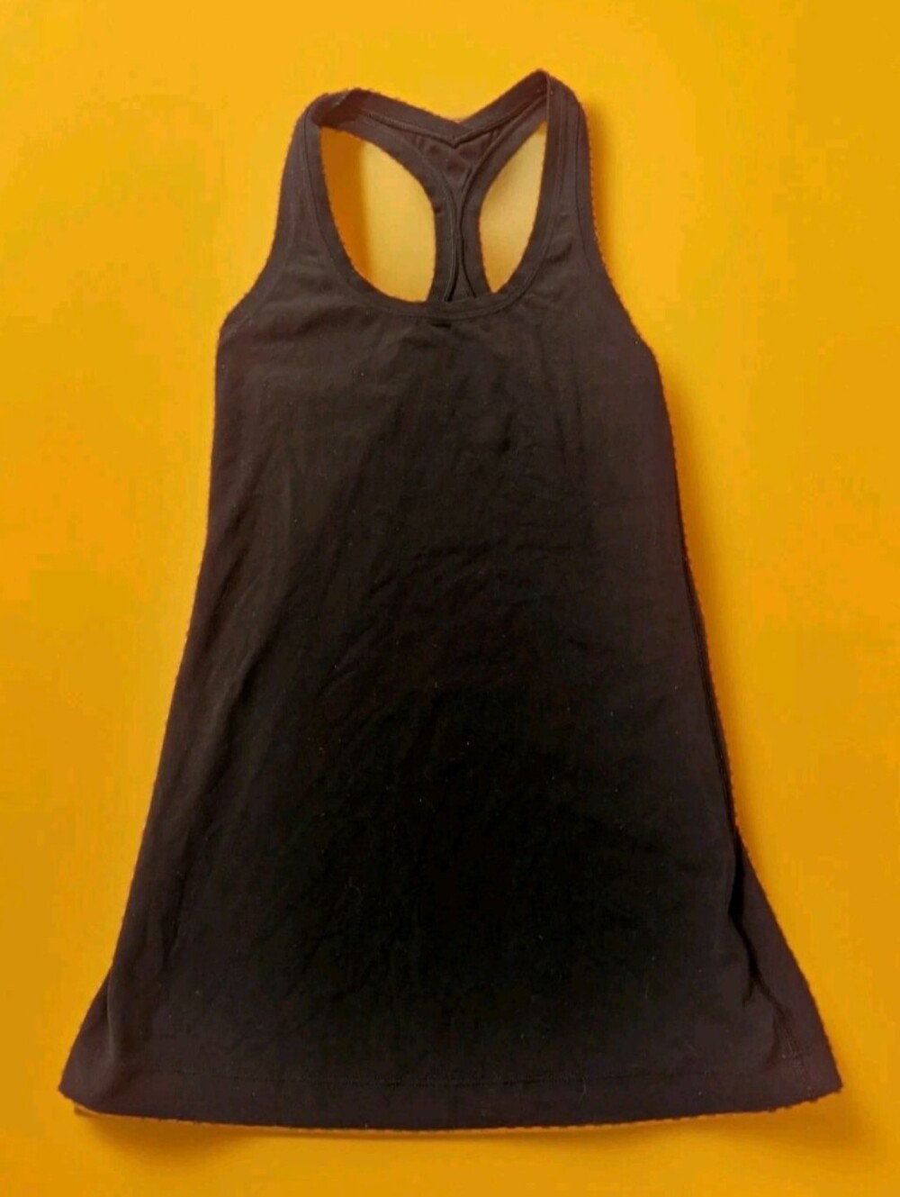 Lululemon Black Racerback Tank Top Size 2 Yoga Workout Athletic Hip Length 12x25